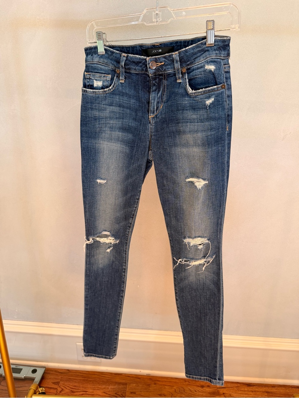 Joe’s Distressed Women’s Skinny Jeans in Dark Blue